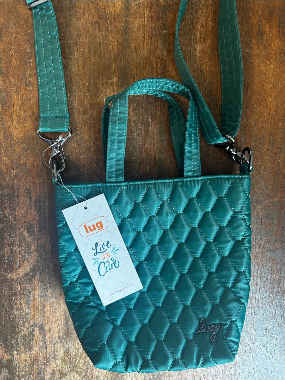 lug Quilted Hunter Green “Tip Toe” Crossbody Bag